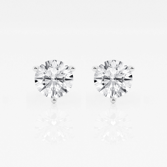 Platinum Diamond Studs - Three Prong Martini