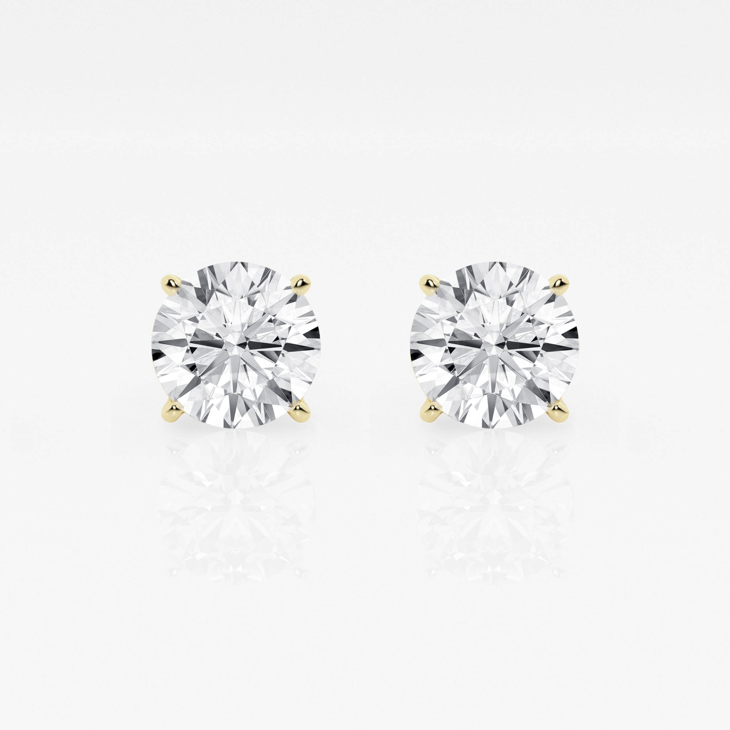 Yellow Gold Diamond Studs - Four Prong Basket